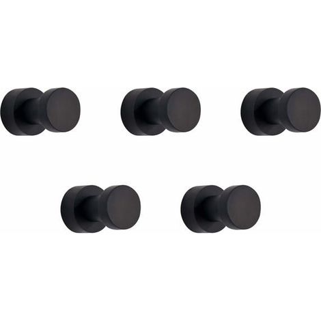 Crochets porte-serviettes noirs mats, lot de 5 crochets muraux en métal antirouille (1/5)