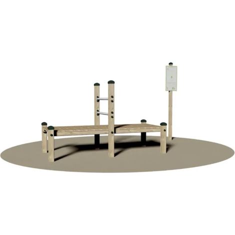 Flessione Tronco Panca Orizzontale Giochipark legno 9x9cm acciaio Ø 4cm EN 16630 (1/2)