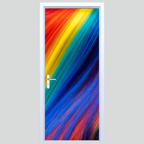 Adhesivo de tela para puerta con diseño abstracto de hilos coloridos 150PD