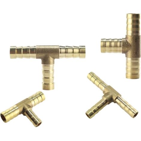 (10mm)5 Pièces Raccord en laiton de tuyau de carburant de manière à 3 voies en T pour tuyau de gaz à air comprimé (1/3)