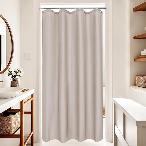 Rideau de douche 120 x 200 cm Fin Imperméable Petit tissu textile Anti-moisissure Lavable Avec 8 anneaux (1/5)