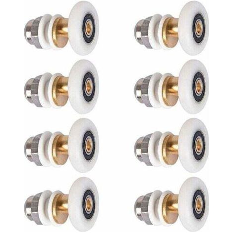 BARKBUSTERS Galets de porte de douche , galets de porte coulissante , poulies de porte de douche , roues de remplacement de galets , diamètre de roue 27 mm , 8 pièces (1/4)