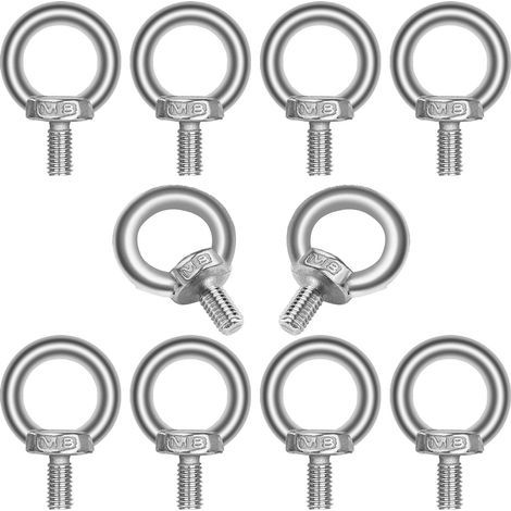 Lot de 10 Boulons à œil M813 en acier inoxydable 304 - Anneau de Levage - forme de bague Filetage mâle de de Poids Marin Boulons et divers équipements de levage d'ingénierie (1/5)