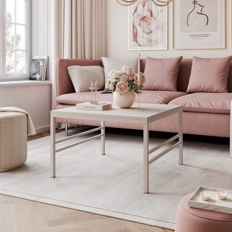 Table Basse Carrée FORMA - 70 x 70 cm - Style Industriel - Structure en Acier - Cachemire (1/5)