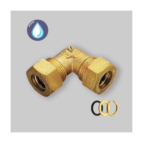 Gomito Doppio A Compressione Con O-Ring Per Tubo Rame Tiemme 22 X 22 (1/3)