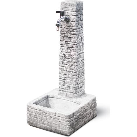 Fontana da Giardino Senza Rubinetto in Cemento Granulato di Marmo Clanezzo Grigio