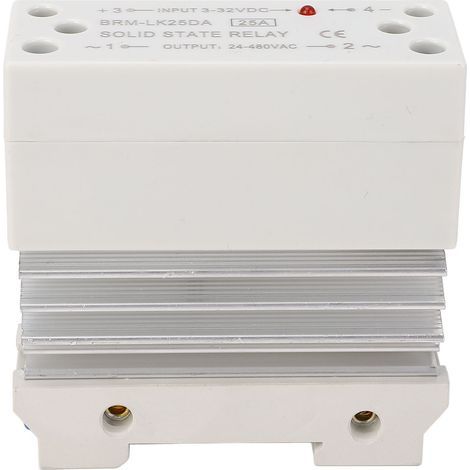 Einphasiges DC/AC-SSR-Modul (25 A), hochempfindliches, rauscharmes Halbleiterrelais mit Kühlkörper am Eingang, Ausgang: 3–32 V DC auf 24–480 V AC (1/5)