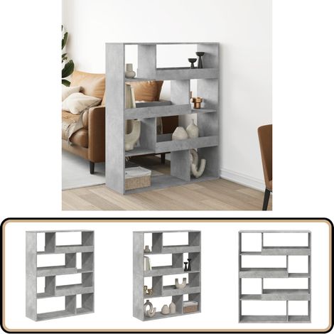 vidaXL Bibliothèque gris béton 100x33x125,5 cm bois d'ingénierie (1/5)