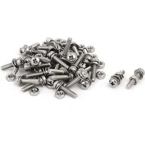 M3x14mm 304 Edelstahl Kreuzschlitzschraube Kreuzschlitzmutter Unterlegscheibe 35 Sätze (1/3)