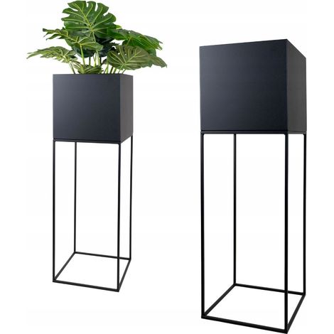 Tapa para maceta de metal negro Hillion L 32x32x96 (1/5)