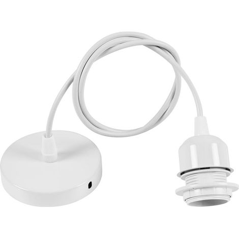 Weißes Pendelleuchtenkabel mit E27-Deckenfassung und 100 cm Kabel, Pendelleuchtenhalter mit E27-Fassung und Deckenhalterung, Zubehör für Küche, Bar & Café, 1 Stück (1/5)