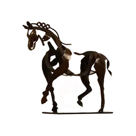 Sollbry Estatua de caballo de metal, escultura moderna hecha a mano, decoración rústica de metal para el hogar, estante para chimenea, oficina, 23 x 19 x 7 cm (1/5)