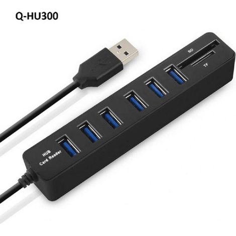 Trade Shop - HUB USB 3.0 A 8 PORTE MIT SCHEDE SCHEDE SD TF COMPUTER LAPTOP HI-SPEED Q-HU300 - (1/4)
