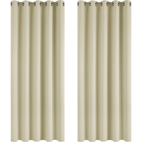 2 Pièces Rideau, Œillets Métalliques, Polyester 230g, Isolation Thermique, Salon Chambre, Beige Foncé