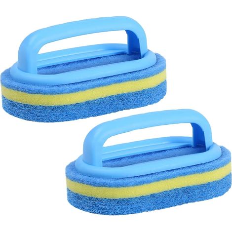 Lot de 2 brosses de nettoyage, brosse de bain polyvalente, éponge de nettoyage avec manche ergonomique confortable pour la salle de bain (1/5)