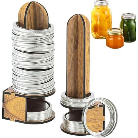 Organisateur de couvercles de conserves Générique - Anneaux de rangement en bois pour couvercles de conserves (2 pièces), (1/5)