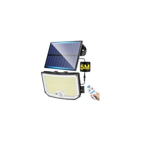 Foco solar para exteriores, 238 LED, 2000 lúmenes, sensor de movimiento, 3 modos y control remoto, batería de 2200 mAh - Crezuo