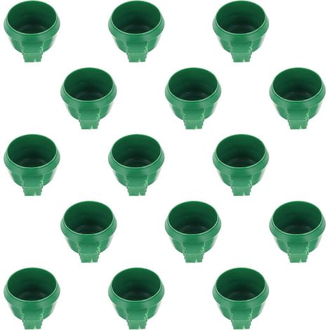 Gamelles en plastique pour cage à oiseaux, lot de 15, couleur verte (1/5)