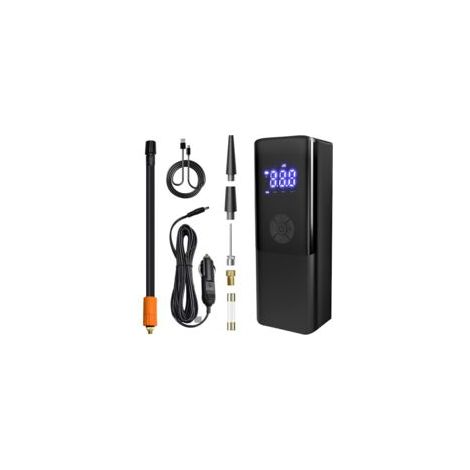 Compresseur d'air à batterie pour pneus 150 PSI Pompe à air à arrêt automatique avec voyant LED Manomètre numérique pour des lectures de pression précises Noir (1/4)