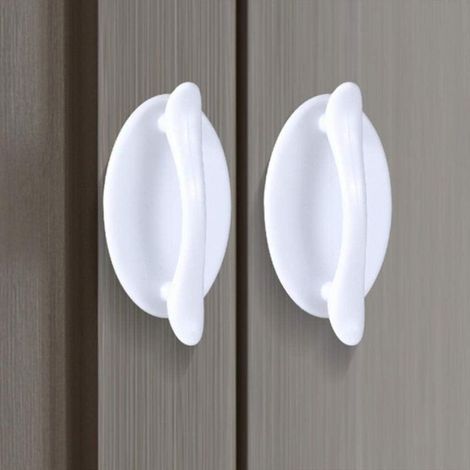 tiradores redondos de cristal para puertas de armarios, alacenas y cajones - Tirador invisible autoadhesivo (Color: Blanco) (1/4)