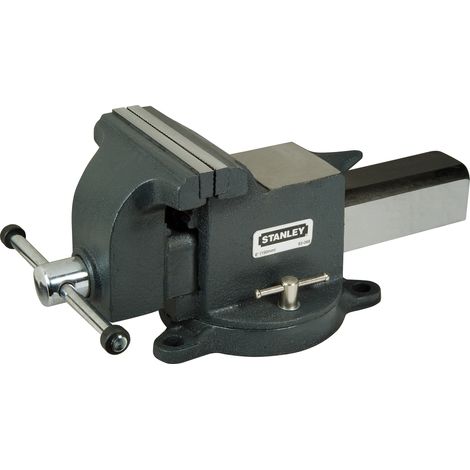 Stanley – Etau d'établi en fonte 150mm – Capacité de serrage 2200N – Base pivotante pour stabilité – Finition chrome anticorrosion