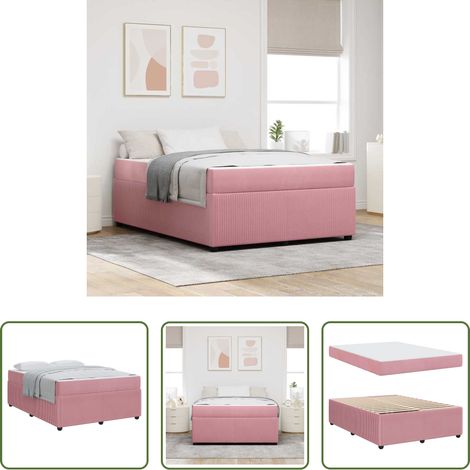 vidaXL Matelas - Cadre de lit avec matelas Rose 140 x 200 cm tissu (1/5)