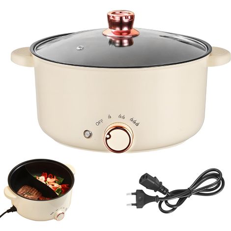 Appareil a Fondue, Fondue Chinoise 4 L à avec Compartiments Rechaud Electrique Pot 1 000 W avec 3 Réglages de Puissance pour Cuire des Fondues Préparer des Soupes Faire Bouillir des Nouilles (1/5)