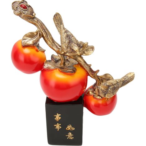 Décor Résine Kaki Réaliste Mignon Chanceux Ornement Maison Salon, Figurine Fruit Persimmon Symbolique, Déco Kaki Artificiel pour Étagère Bureau, Lot de 1 (1/5)
