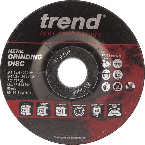 Trend Disco abrasivo in metallo per smerigliatrice angolare, diametro 115 m, taglio sottile 6 mm, AD/G115/6/M, Confezione da 10 (1/4)