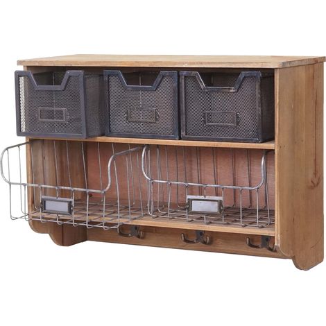 [JAMAIS UTILISÉ] Étagère de cuisine HHG-318, étagère de ménage, bois de sapin, vintage, patchwork 42x60x24cm
