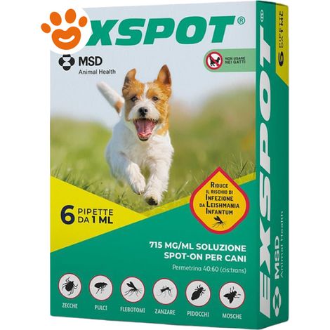 MSD Dog Exspot (2,5Kg) a (40Kg) - Confezione 6 Pipette - Antiparassitari CANE