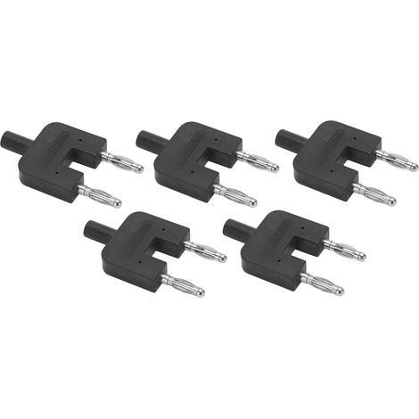 Lot de 5 connecteurs banane double femelle 1 vers 2 mâles double rangée laiton nickelé ABS contact fiable conduction optimale pour matériel électronique (1/5)
