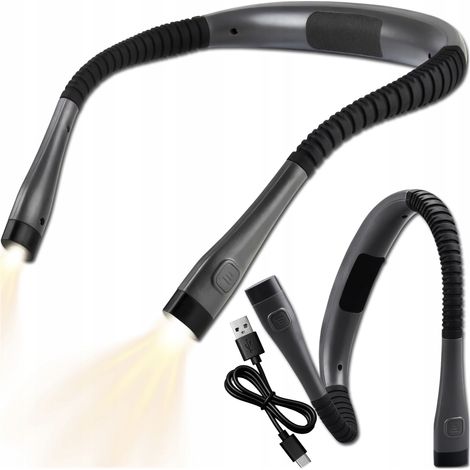 Lampada da lettura a LED, torcia da collo USB con batteria ricaricabile, 3 colori (1/5)