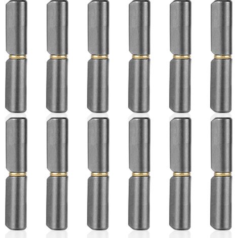 12 x Welding Hinges, 6.3 cm Long 1 cm Diameter Heavy Duty Steel Detachable Hinge Door for Swing Doors, Metal Ramps, Trailer Ramps, Glass Doors (1/5)