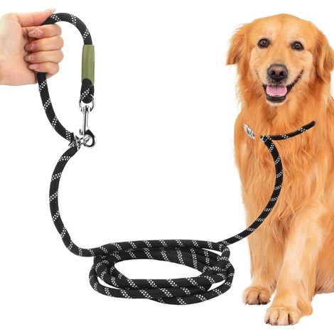 Correa para perros Black Lasso, 2,8 m, correa grande para perros de 15 a 60 kg, correa ajustable con 2 bucles, correa multiposición con tiras reflectantes, resistencia extrema de 200 kg. (1/5)