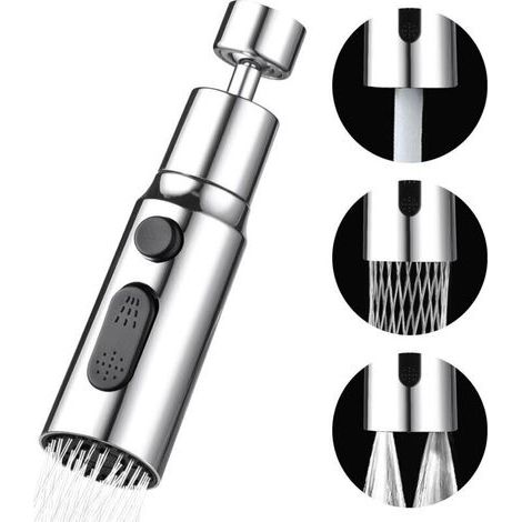 Kitchen Sink Sprayer with 360 Degree Swivel Spout, 3 Spray Modes, Kitchen Faucet Nozzle with Aerator, Kitchen Sink Mixer Tap with Rotating Head, Universal Swivel Faucet Adapter (1/5)