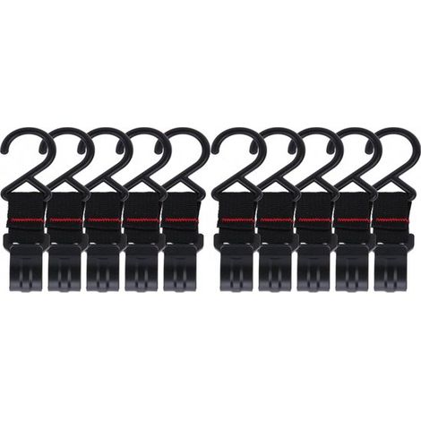 Set di 10 ganci appendiabiti da campeggio, ganci per tenda, ganci per tenda senza foratura, per tenda, tenda da campeggio in tela, ganci appendiabiti per esterni, neri (1/5)