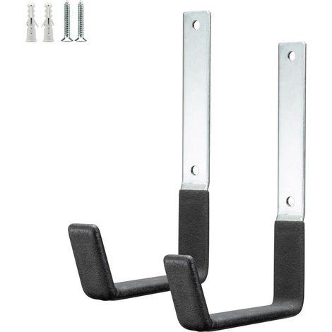 Crochets utilitaires pour mur de garage, crochets de rangement très résistants, organisateur d'outils de jardin, crochets de rangement mural en acier (M 12,5 x 19 cm), STEEL HOOKS 2PACK (1/5)