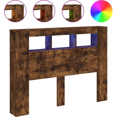 LED-Kopfteil Räuchereiche 140x18,5x103,5 cm Holzwerkstoff vidaXL