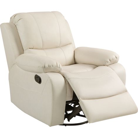 Fauteuil inclinable pivotant, dossier et repose-pieds réglables, supporte jusqu'à 150 kg, structure en acier, 93 x 100 x 98 cm, blanc crème (1/5)