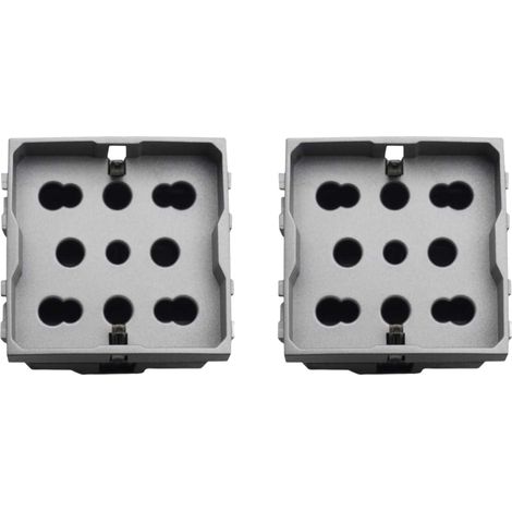 gloca Set 2 Prese Multistandard 2P+T 220V Schuko+Bipasso Compatibili Living (Grigio) (1/4)