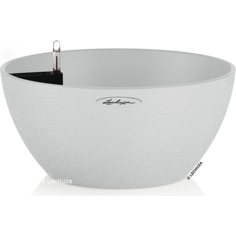 LECHUZA® Pflanzschalen CUBETO Stone 40 Quarzweiß All-in-One (1/3)