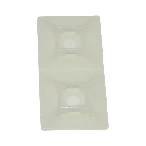 Embase pour serre-câbles autoadhésive blanche 28.6mm x 28,6 mm, Ø fixation 5mm ( Prix pour Sachet de 50 )