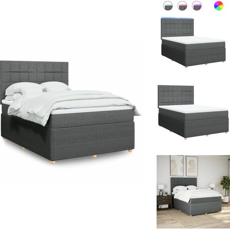 Sommier à lattes de lit avec matelas Gris foncé 140x190cm Tissu - Sommier À Lattes De Lit - Sommiers À Lattes De Lit - Lit - Meuble De Chambre À Coucher (1/5)