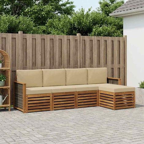vidaXL Outdoor-Sofagarnitur mit Kissen 5 pcs Natur und Beige (1/5)