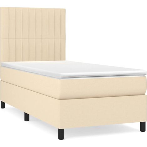 Maison Exclusive - Cama box spring con colchón tela color crema 9 (1/5)