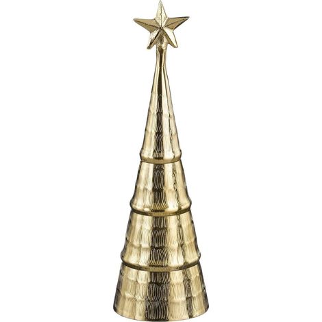 Sapin de Noël Décoratif en Fer Doré avec Finition en Relief pour Cheminée et Fenêtre H 36 cm - PANGIVO (1/3)
