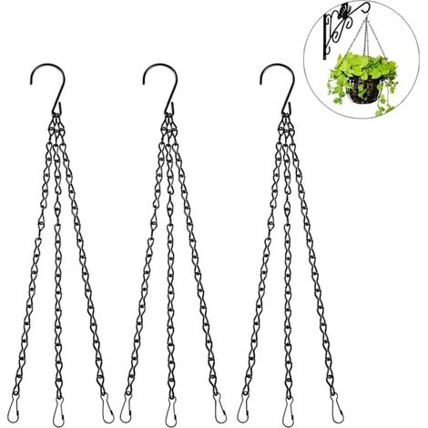 Filiyano-(pow yeah ) Chaîne pour panier suspendu, lot de 3 supports pour plantes HH (1/5)