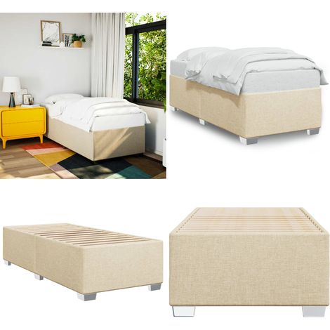 Bettgestell ohne Matratze Creme 80x200 cm Stoff - Bettes Gestell - Schlafzimmer Möbel - Doppelbett - Einzelbett - Creme Farbe - Home & Living (1/5)