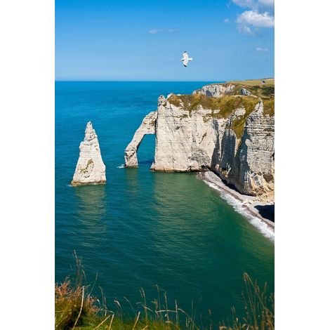 Tableau sur toile vue sur les falaises d'Etretat 65x97 cm - Impression sur Toile Murale Décorative - Image imprimée en HD sur Toile - Toile sur Châssis en Bois FSC - Fabriqué en France (1/4)